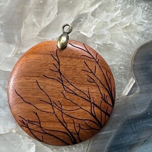 Wooden Pendant with Black Branch Design